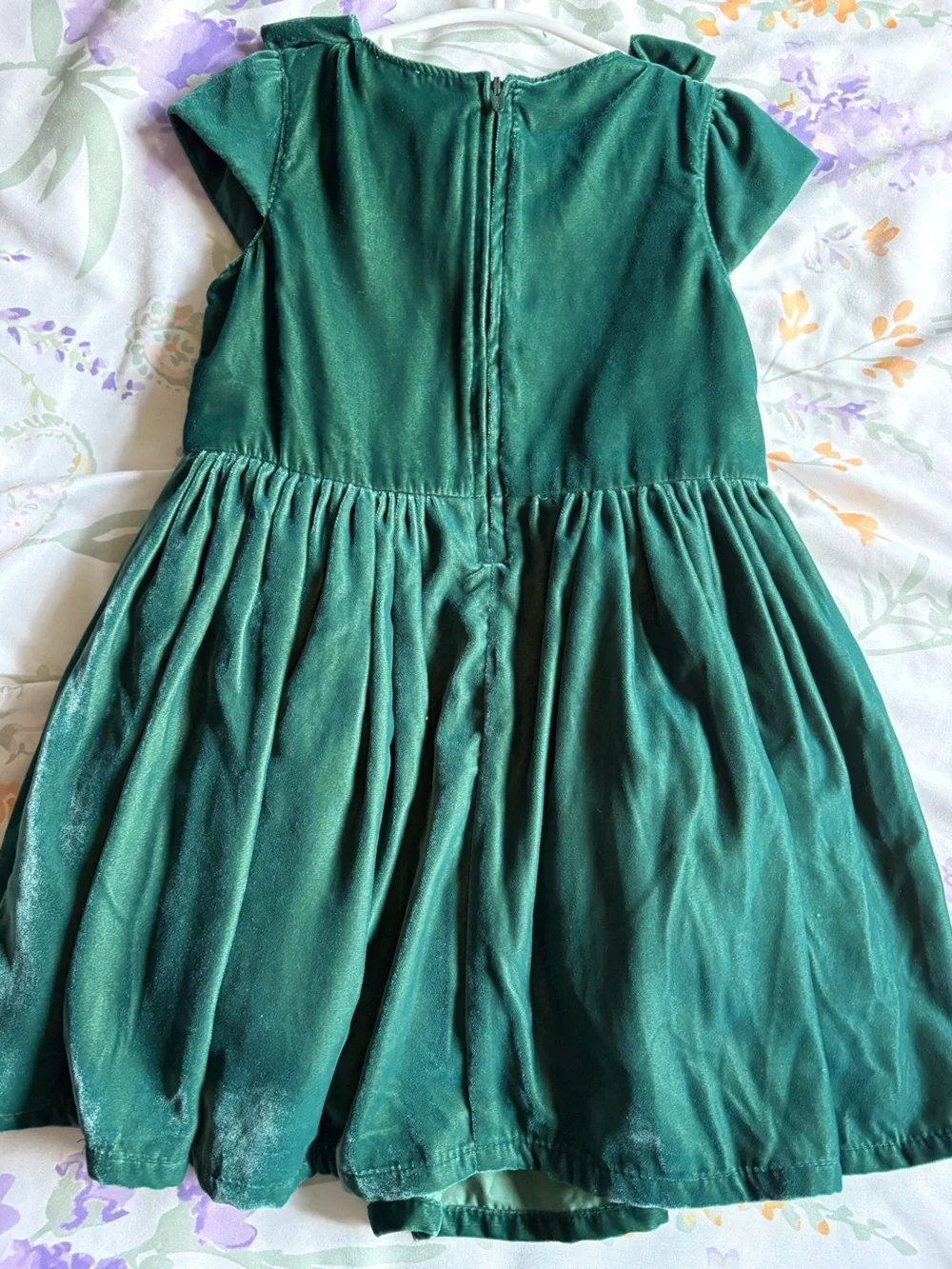 Carter's Emerald Green Velvet Bow-Shoulder Dress